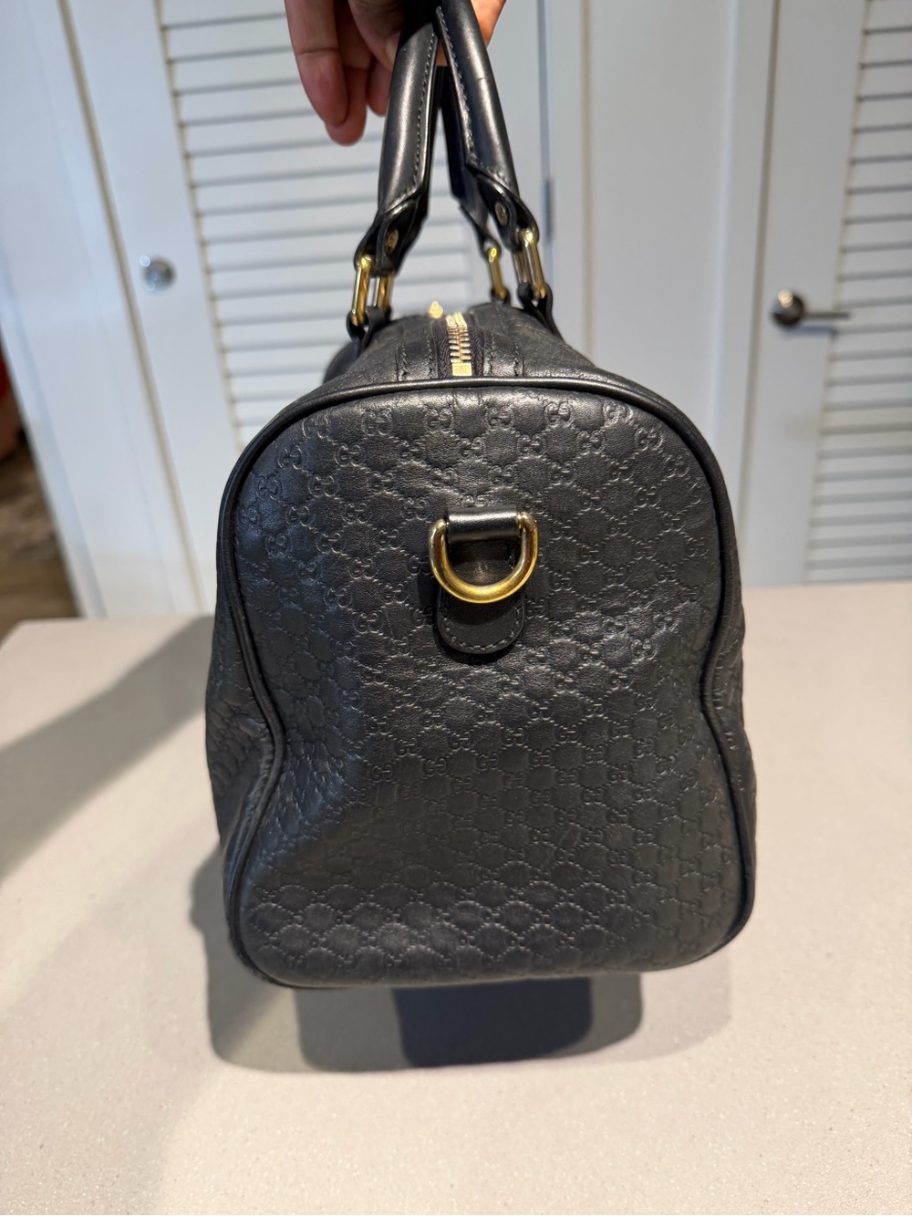 Gucci Black Embossed Leather Top-Handle Tote - Picture 7 of 17